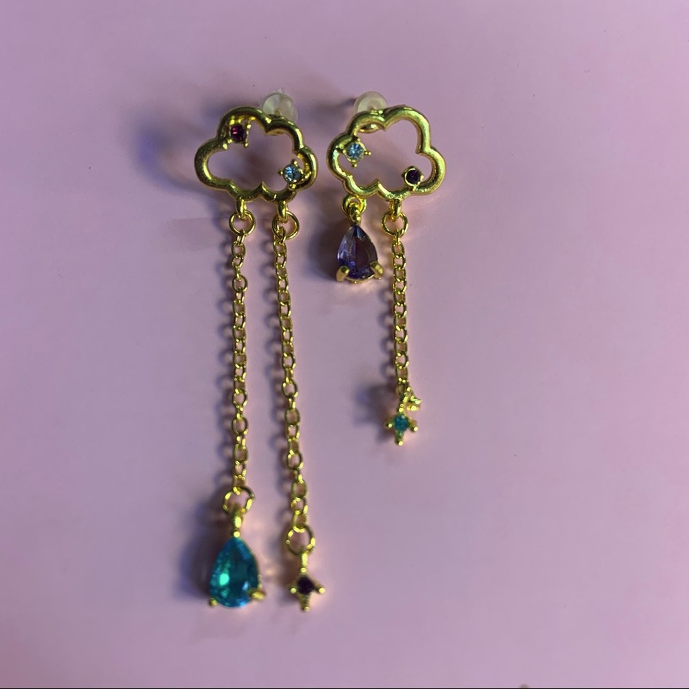 ☁️💧 New Korean clouds and crystal earrings plated sterling silver